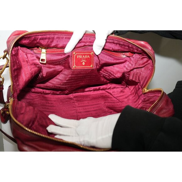 Prada Leather Calfskin Bauletto Handbag Shoulder Bag - Picture 9 of 9